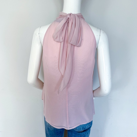 $540 | NWT | Luisa Spagnoli Silk Sleeveless Chiffon Mock Neck Top Blouse Bow Tie - Picture 13 of 16